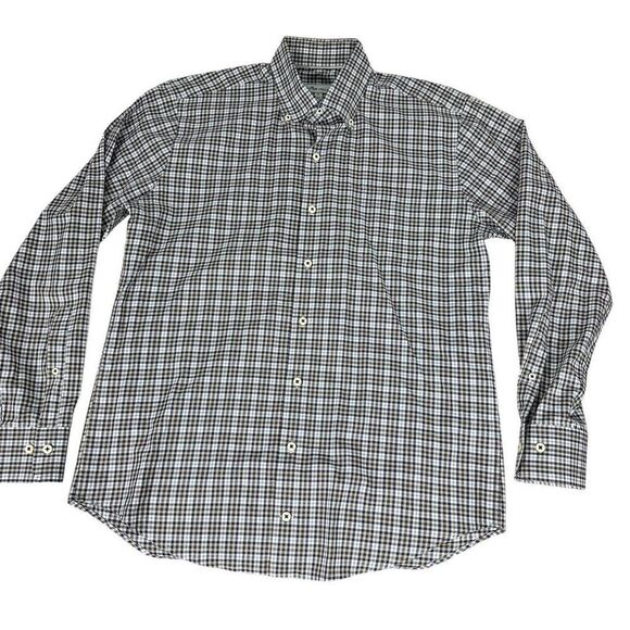 Peter Millar Mens Medium Crown Ease Worth Tartan Sport Shirt - Picture 1 of 10